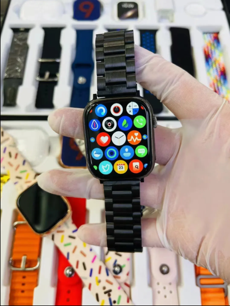 i30 PRO MAX Smart watch  Hi Watch 10 + Earphones 10 in 1 Set Ultra Smart watch with 7 interchangeable straps. Wireless charging smart watch with free Earbuds/Earpods/Airpods