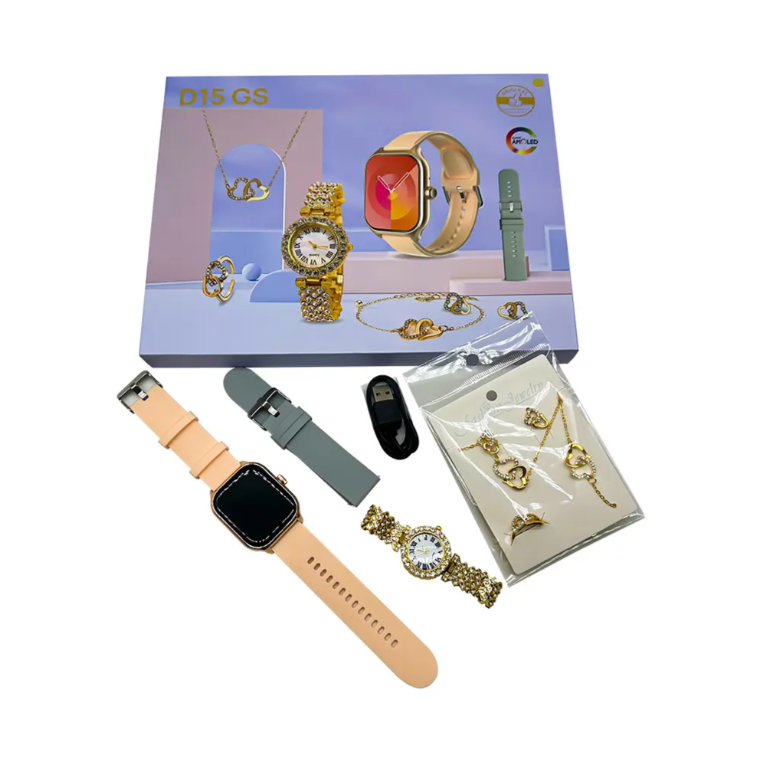 Fasion Smartwatch D15 New Women's Gift Box Luxury Bracelet, Necklace, Earrings, Analog watch, Bluetooth Smart Watch Gift Box with exquisite jewelry