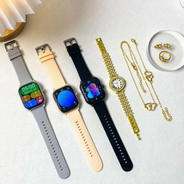 Fasion Smartwatch D15 New Women's Gift Box Luxury Bracelet, Necklace, Earrings, Analog watch, Bluetooth Smart Watch Gift Box with exquisite jewelry