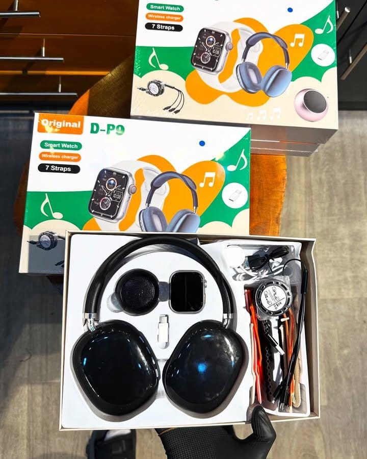 D-P9 Latest Fashion Smart Watch for Men & Women: Waterproof Make/Answer Call Smart Watches for Android/iPhone comes with a pair of headphones, a bluetooth speaker, 7straps, an OTG Lighting to type-C