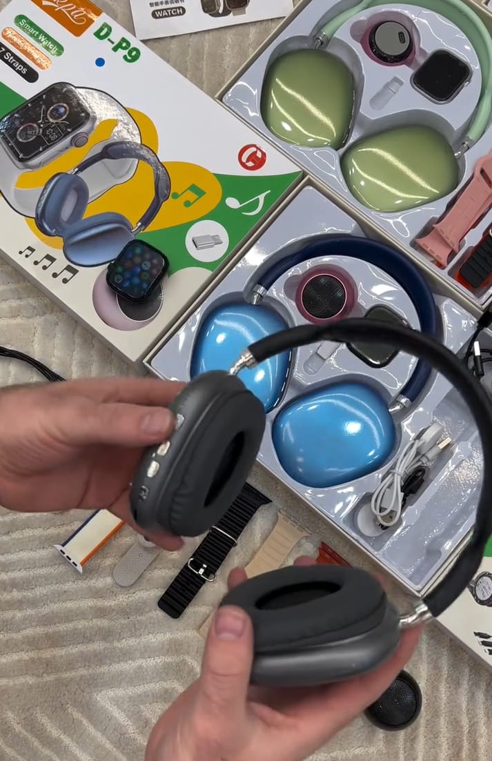 D-P9 Latest Fashion Smart Watch for Men & Women: Waterproof Make/Answer Call Smart Watches for Android/iPhone comes with a pair of headphones, a bluetooth speaker, 7straps, an OTG Lighting to type-C