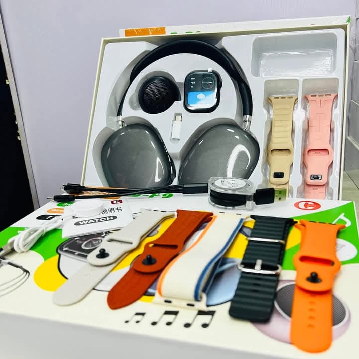 D-P9 Latest Fashion Smart Watch for Men & Women: Waterproof Make/Answer Call Smart Watches for Android/iPhone comes with a pair of headphones, a bluetooth speaker, 7straps, an OTG Lighting to type-C