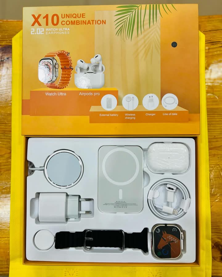 X10 Unique Smart Watch for Men & Women: Waterproof Make/Answer Call Smart Watches for Android/iPhone comes with accessories like a pair of Airpods pro 2, Wireless powerbank, Charger Adapter