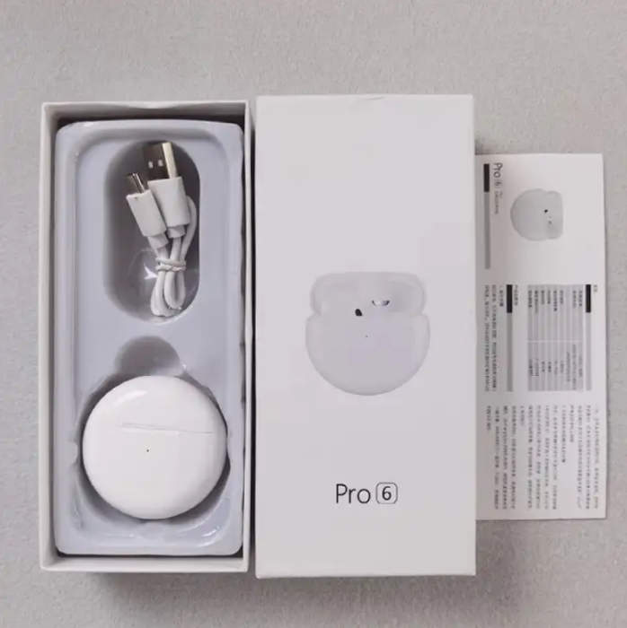 Air Pro 6 Airpods/Earbuds Wireless Headphones with Mic, Bluetooth Earphones Sport Running Headset for iPhone/Android Pro6 Earbuds