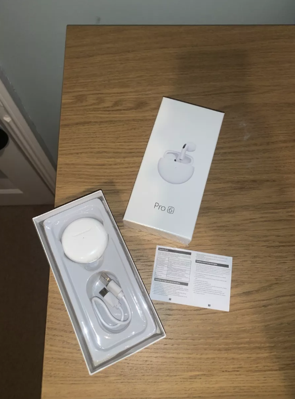 Air Pro 6 Airpods/Earbuds Wireless Headphones with Mic, Bluetooth Earphones Sport Running Headset for iPhone/Android Pro6 Earbuds