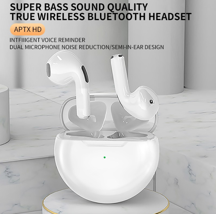 Air Pro 6 Airpods/Earbuds Wireless Headphones with Mic, Bluetooth Earphones Sport Running Headset for iPhone/Android Pro6 Earbuds