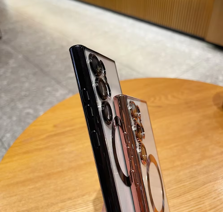 Cover for Galaxy S25 Ultra Case,Electroplated Clear Slim Samsung S25 Ultra Phone Case with Camera Protection,Shockproof Samsung S25 Ultra Case Compatible with MagSafe, Black Edge