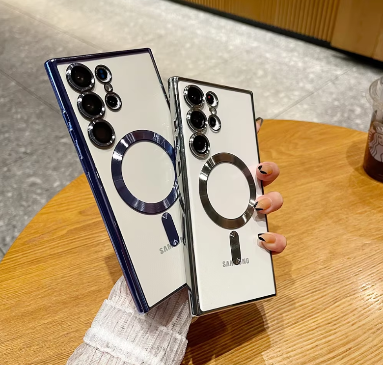 Cover for Galaxy S25 Ultra Case,Electroplated Clear Slim Samsung S25 Ultra Phone Case with Camera Protection,Shockproof Samsung S25 Ultra Case Compatible with MagSafe, Black Edge