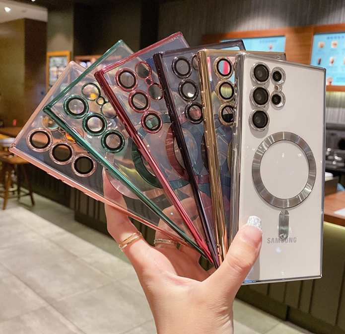 Cover for Galaxy S25 Ultra Case,Electroplated Clear Slim Samsung S25 Ultra Phone Case with Camera Protection,Shockproof Samsung S25 Ultra Case Compatible with MagSafe, Green Edge