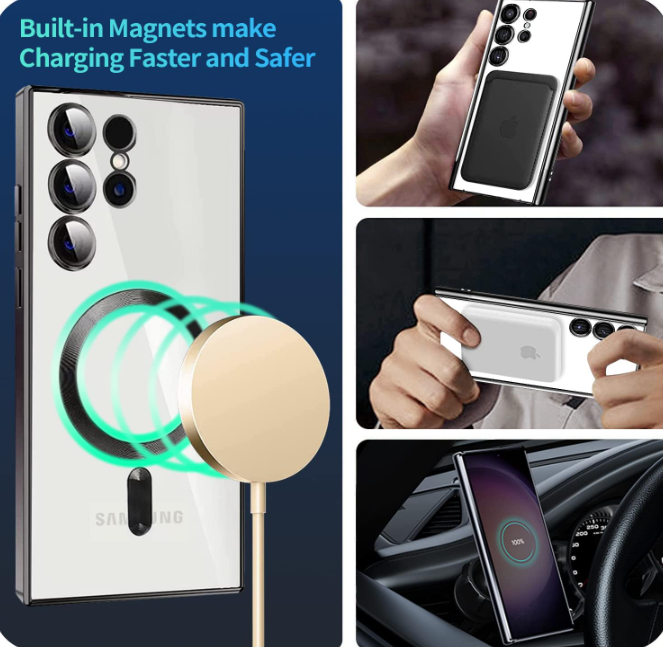 Cover for Galaxy S25 Ultra Case,Electroplated Clear Slim Samsung S25 Ultra Phone Case with Camera Protection,Shockproof Samsung S25 Ultra Case Compatible with MagSafe, Green Edge