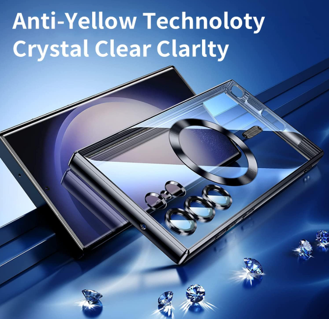 Cover for Galaxy S25 Ultra Case,Electroplated Clear Slim Samsung S25 Ultra Phone Case with Camera Protection,Shockproof Samsung S25 Ultra Case Compatible with MagSafe, Green Edge