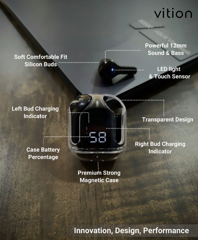 UltraPods Max True Wireless Airpods/Earphones/Earbuds/Headphones, Bluetooth, LED Display, Noise Cancelling, Water-Resistant, Fast Charging Case for iPhone and Android devices