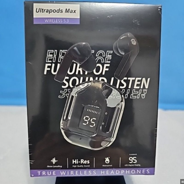 UltraPods Max True Wireless Airpods/Earphones/Earbuds/Headphones, Bluetooth, LED Display, Noise Cancelling, Water-Resistant, Fast Charging Case for iPhone and Android devices