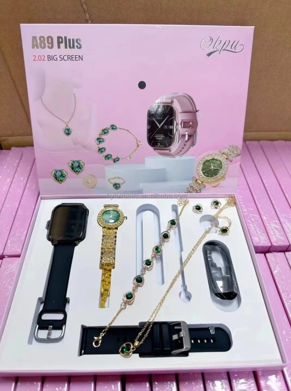 Smartwatch Luxury A89plus Smart watch for Ladies, Necklace, Earrings, Bracelet, Ring, Analog watch, Smartwatch