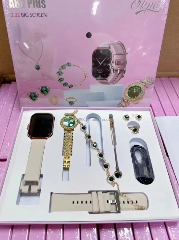 Smartwatch Luxury A89plus Smart watch for Ladies, Necklace, Earrings, Bracelet, Ring, Analog watch, Smartwatch