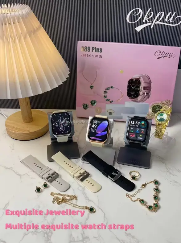 Smartwatch Luxury A89plus Smart watch for Ladies, Necklace, Earrings, Bracelet, Ring, Analog watch, Smartwatch