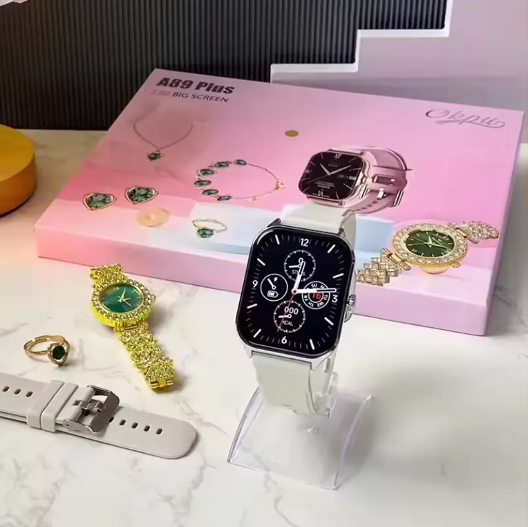 Smartwatch Luxury A89plus Smart watch for Ladies, Necklace, Earrings, Bracelet, Ring, Analog watch, Smartwatch