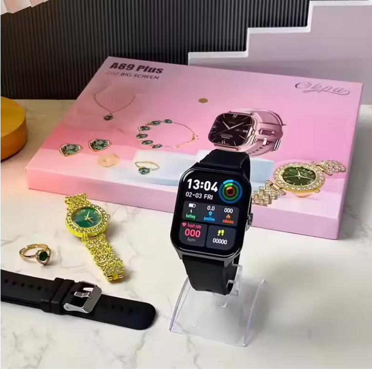 Smartwatch Luxury A89plus Smart watch for Ladies, Necklace, Earrings, Bracelet, Ring, Analog watch, Smartwatch