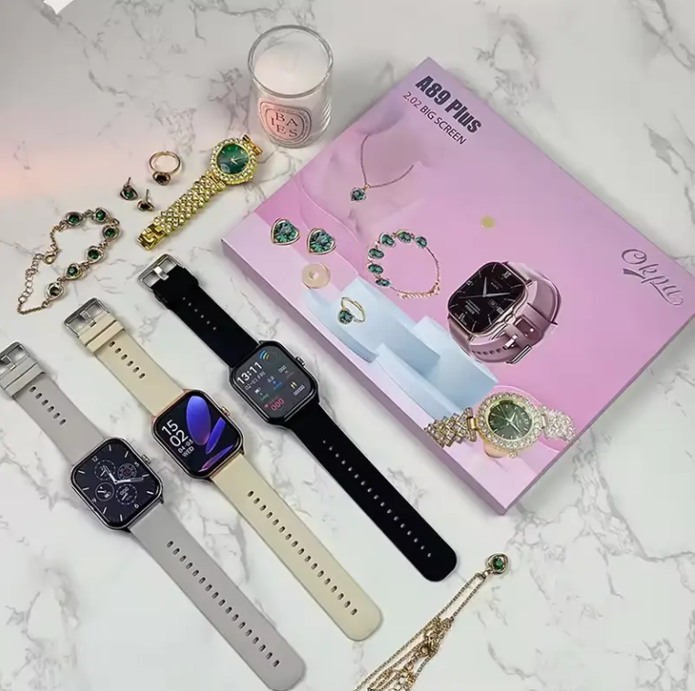 Smartwatch Luxury A89plus Smart watch for Ladies, Necklace, Earrings, Bracelet, Ring, Analog watch, Smartwatch