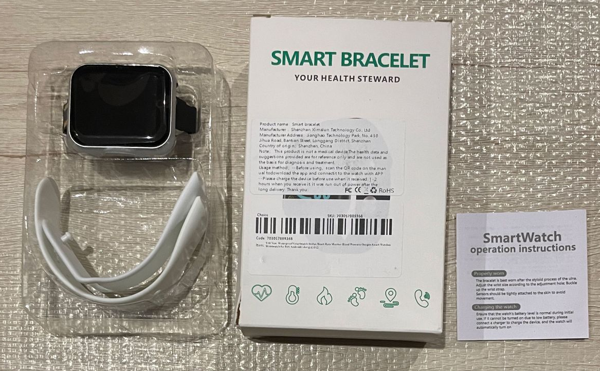 Smartwatch Smart Bracelet Touchscreen Bluetooth Smartwatch with Blood Pressure Tracking, Heart Rate Sensor and Basic Functionality for All Women and Men