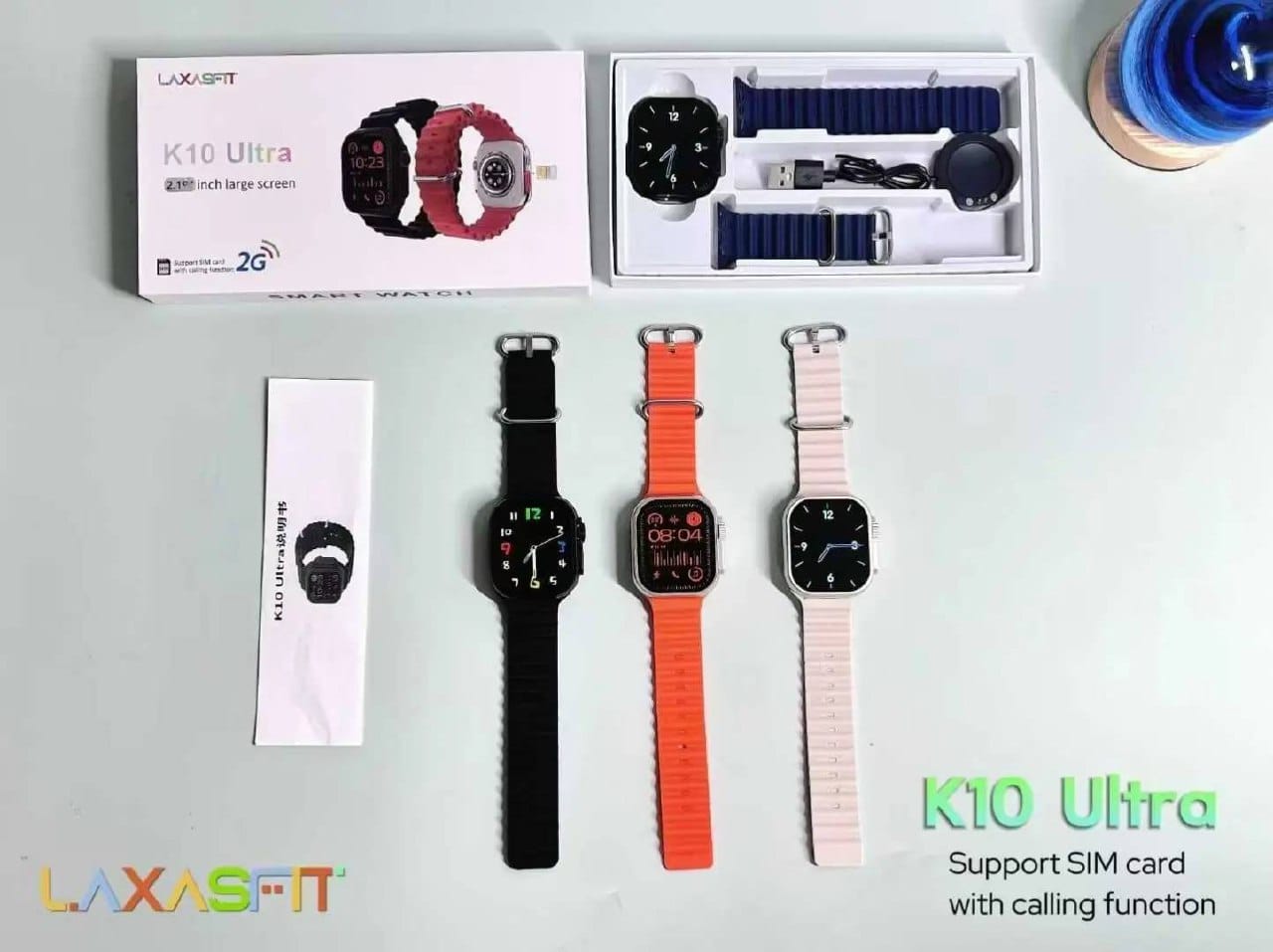 K10 Ultra Smart Watch With Sim Supported 2.1" Display, Wireless Charger And Bluetooth Connectivity Calling & Music, Fitness Tracker With 20 Different Sports Mode