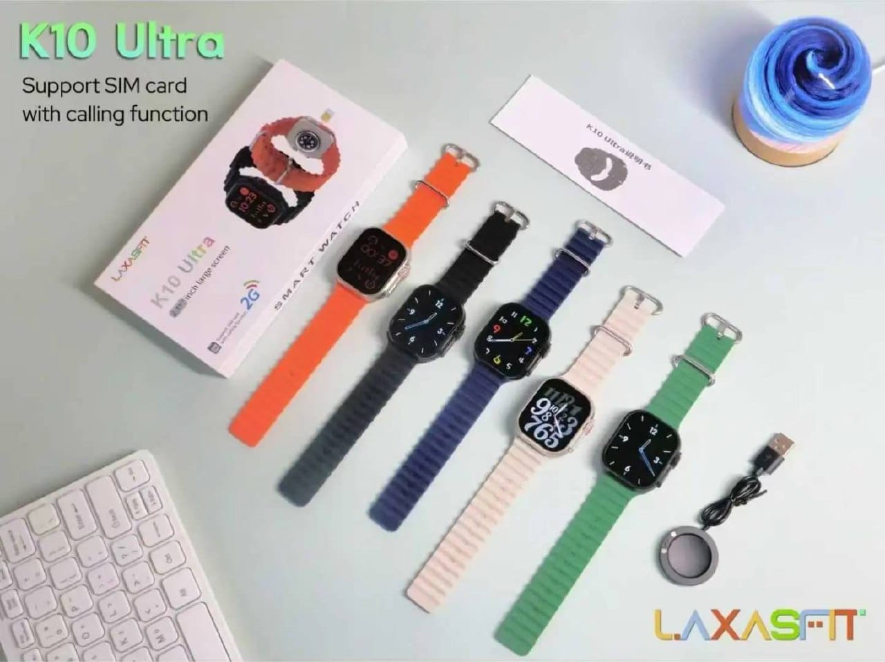K10 Ultra Smart Watch With Sim Supported 2.1" Display, Wireless Charger And Bluetooth Connectivity Calling & Music, Fitness Tracker With 20 Different Sports Mode