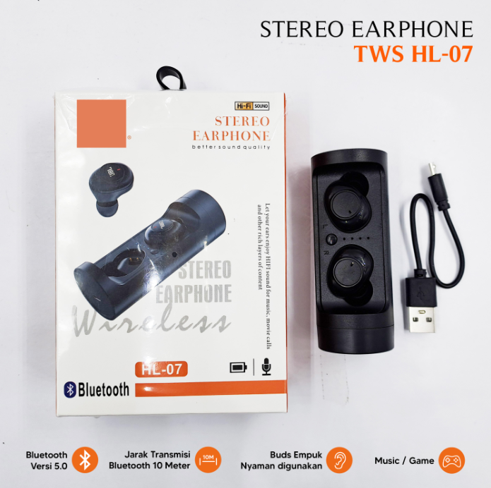 Wireless Bluetooth HL-07 Earbuds Wireless Airpods, Bluetooth 5.3 Headphones In Ear, Bluetooth Earphones with Built-in Microphone, Wireless Ear Buds, Bluetooth Earbuds with Mic, Charging