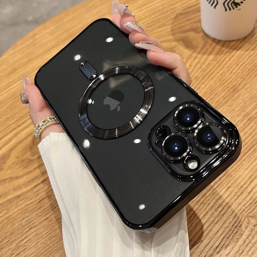 iPhone 14 Pro Phone Case Strong Magnetic Clear cover Non-Yellowing Compatible with MagSafe, Full Camera Lens Protector Plating Shockproof Soft Clear Case for Men and Women iPhone 14 Pro