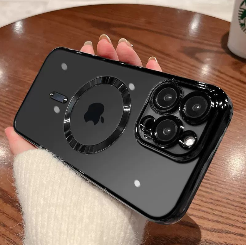 iPhone 14 Pro Phone Case Strong Magnetic Clear cover Non-Yellowing Compatible with MagSafe, Full Camera Lens Protector Plating Shockproof Soft Clear Case for Men and Women iPhone 14 Pro