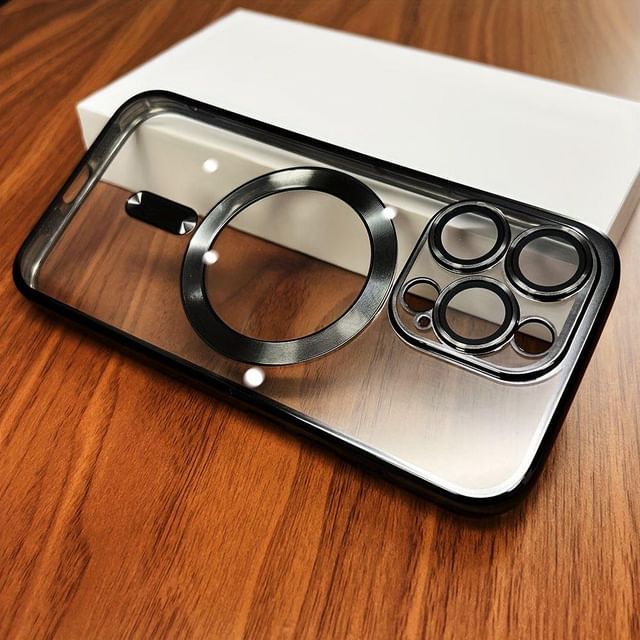 iPhone 14 Pro Phone Case Strong Magnetic Clear cover Non-Yellowing Compatible with MagSafe, Full Camera Lens Protector Plating Shockproof Soft Clear Case for Men and Women iPhone 14 Pro