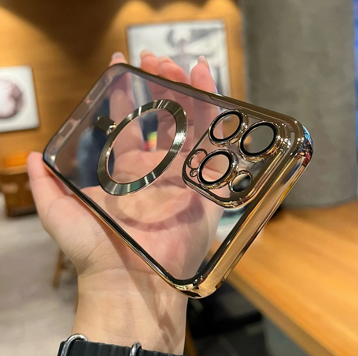 iPhone 16 Pro Max Phone Case Strong Magnetic Clear cover Non-Yellowing Compatible with MagSafe, Full Camera Lens Protector Plating Shockproof Soft Clear Case for Men and Women iPhone 16 Pro Max