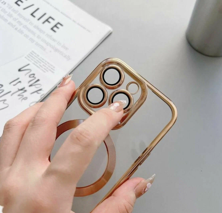 iPhone 16 Pro Max Phone Case Strong Magnetic Clear cover Non-Yellowing Compatible with MagSafe, Full Camera Lens Protector Plating Shockproof Soft Clear Case for Men and Women iPhone 16 Pro Max