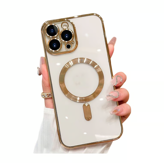 iPhone 16 Pro Max Phone Case Strong Magnetic Clear cover Non-Yellowing Compatible with MagSafe, Full Camera Lens Protector Plating Shockproof Soft Clear Case for Men and Women iPhone 16 Pro Max