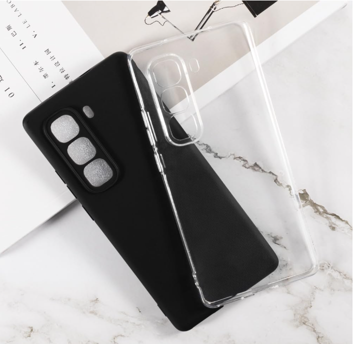 Hot 50 pro + TPU Phone Cover/Case Compatible with Hot 50 Pro Plus, Slim Shockproof Soft Cover with Anti-Scratch Design and Precise Cutouts for Full Protection (Black)