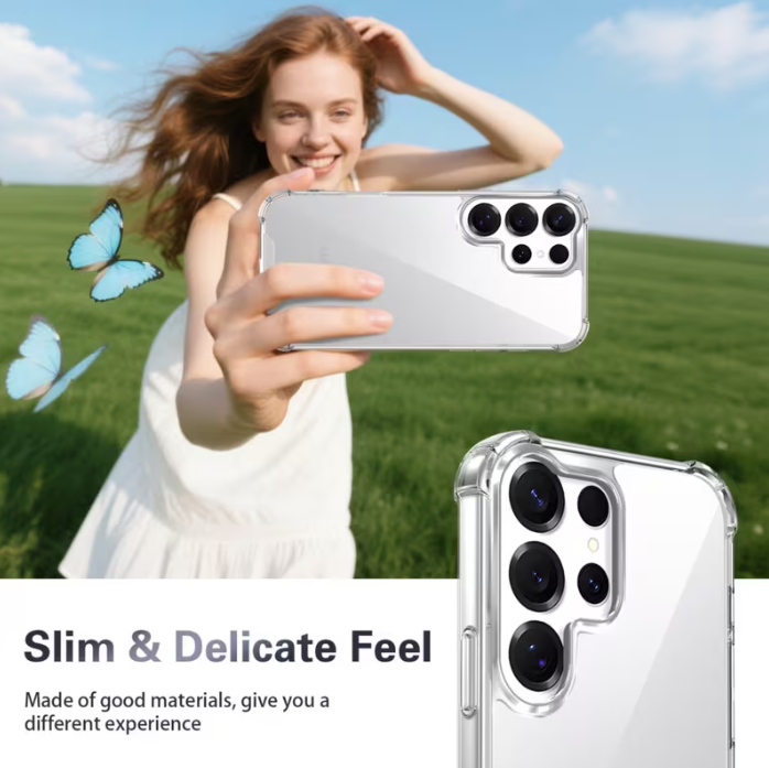 Samsung Galaxy S25 Ultra/ S24 Ultra/ S23 Ultra/ S22 Ultra Case/Cover Clear, Wireless Charging Anti Yellowing Military Grade Protection Shockproof Slim Magnetic Phone Sleeve Case Transparent