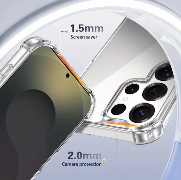 Samsung Galaxy S25 Ultra/ S24 Ultra/ S23 Ultra/ S22 Ultra Case/Cover Clear, Wireless Charging Anti Yellowing Military Grade Protection Shockproof Slim Magnetic Phone Sleeve Case Transparent