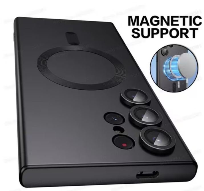 Galaxy S25 Ultra/ S24 Ultra/ S23 Ultra/ S22 Ultra/ S21 Ultra Case/Cover magsafe, Wireless Charging Camera Lens Protection Shockproof Slim Magnetic Phone Sleeve Case for Samsung Galaxy black