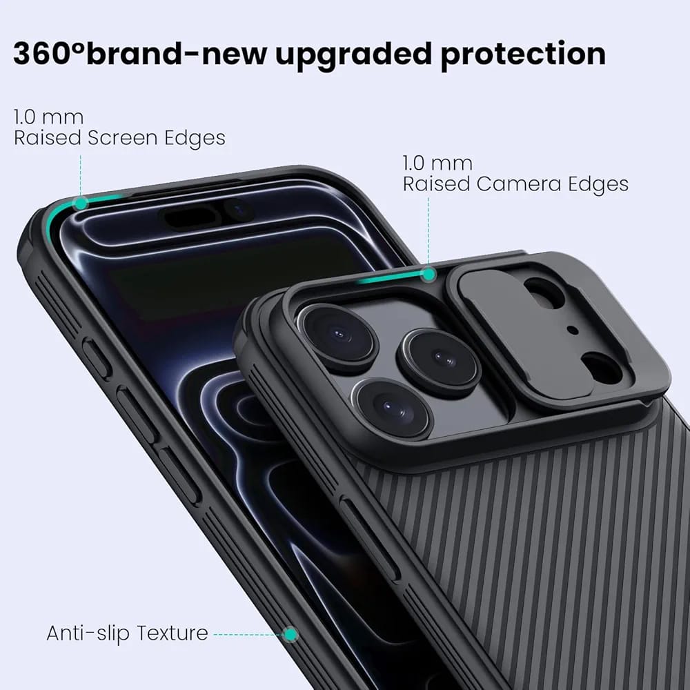 Nillkin Cam Shield Pro Case/Cover for iPhone 17 Pro Max/17 /16 Pro Max/16/ 15 Pro Max/ 15/ 14 Pro Max/ 14/ 13 Pro Max/ 13/ 12 Pro Max/ 12/ 11 Pro Max/ 11 Case with Sliding Camera Shield lens protector