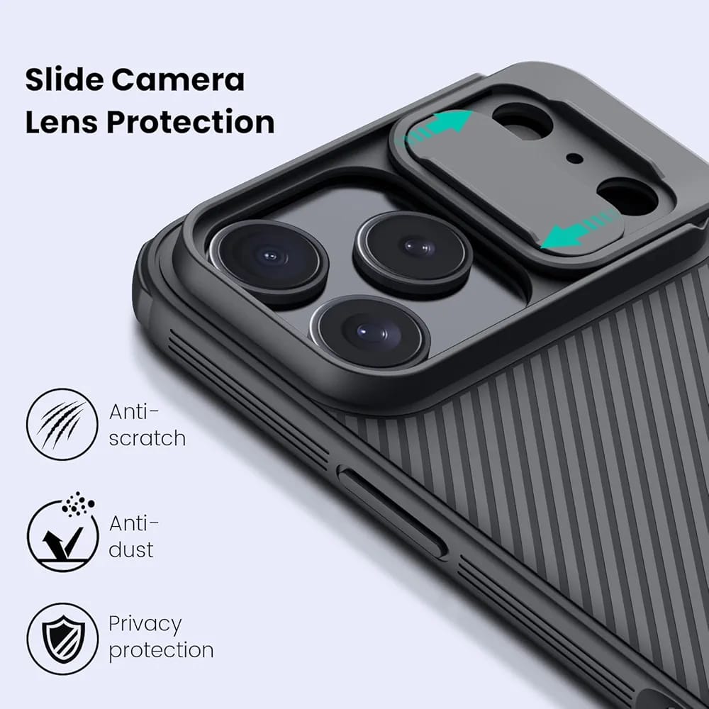 Nillkin Cam Shield Pro Case/Cover for iPhone 17 Pro Max/17 /16 Pro Max/16/ 15 Pro Max/ 15/ 14 Pro Max/ 14/ 13 Pro Max/ 13/ 12 Pro Max/ 12/ 11 Pro Max/ 11 Case with Sliding Camera Shield lens protector