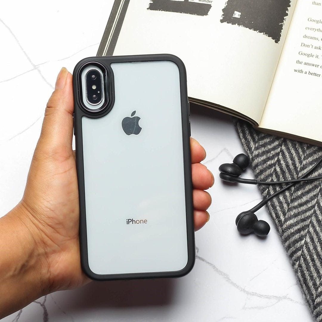 Apple iPhone X/XS, XR, XS Max Clear Phone Case/Cover, Dustproof, Built-in protector for screen, Rugged Full Body Shockproof Protective Cover for iPhone Black/Clear