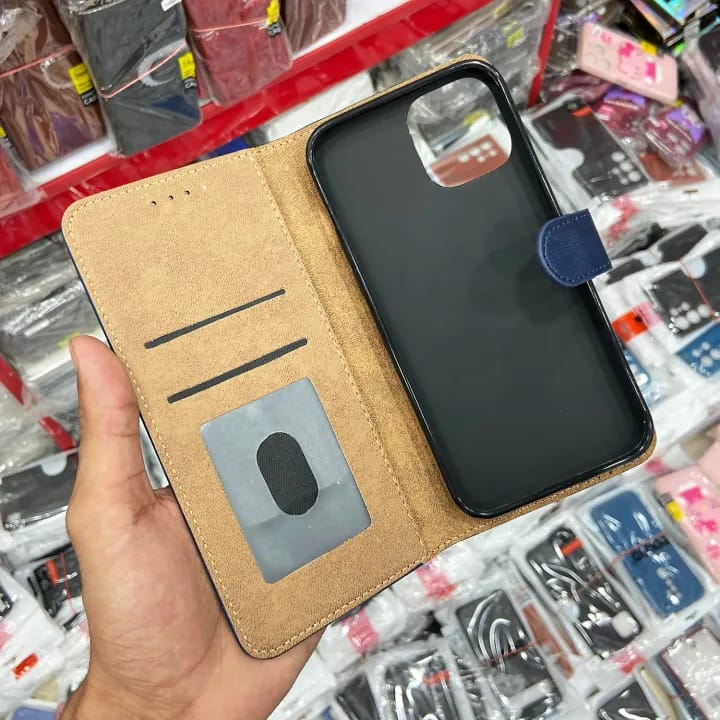 Realme Flip Cover/Case C51, C53, Note 50 Flip Genuine Leather Wallet case (4 Credit Card Holder) for Women/Men full screen protection