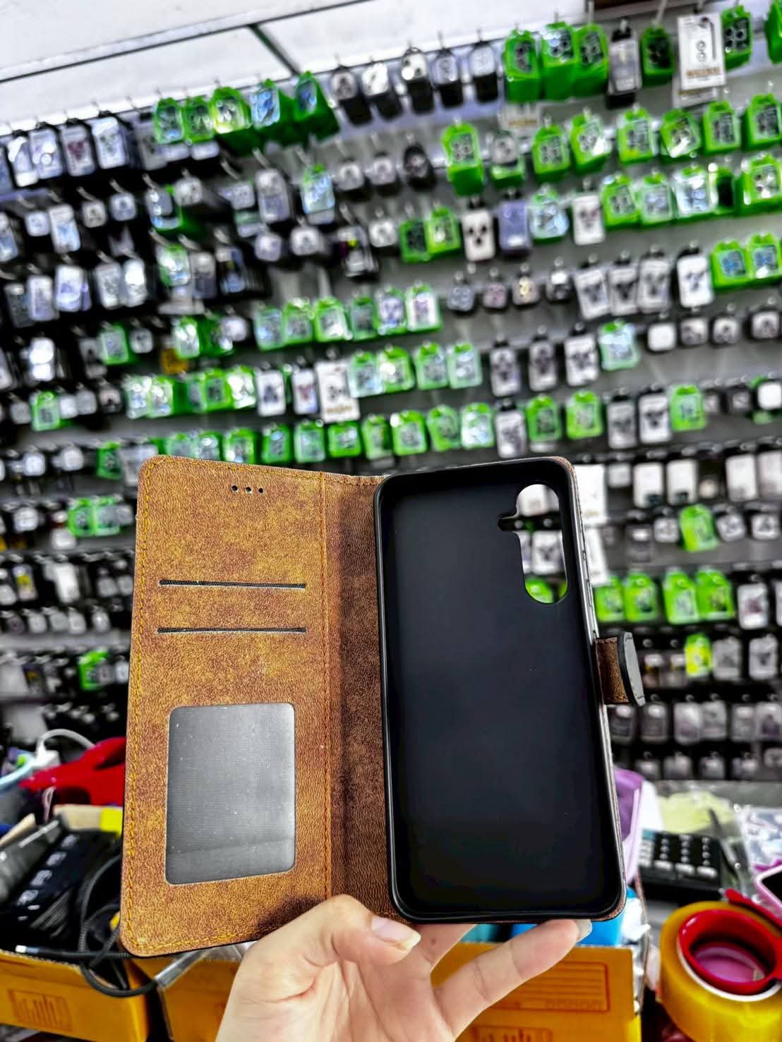 Realme Flip Cover/Case C51, C53, Note 50 Flip Genuine Leather Wallet case (4 Credit Card Holder) for Women/Men full screen protection