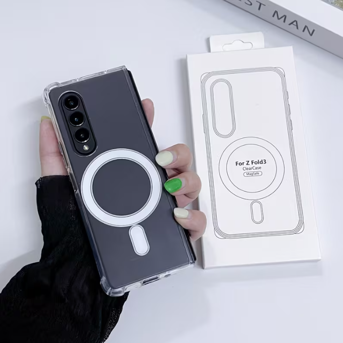 Samsung Galaxy Magsafe cover/case for Z Fold 7, Z Fold  6, Z Fold  5, Z Fold 4, Z Fold 3/ Z Flip 7, Z Flip 6, Z Flip 5, Z Flip 4, Z Flip 3 Clear Full Camera Protection Luxury Cover wireless charging