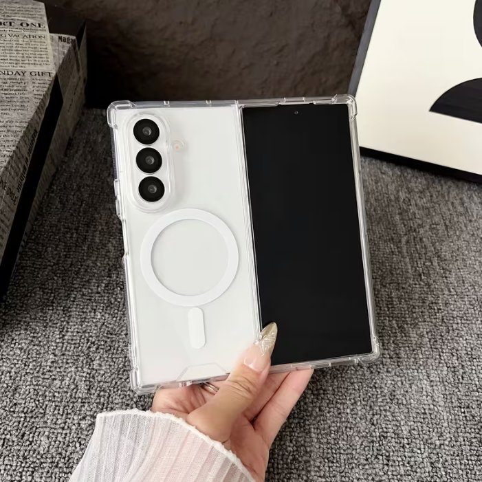 Samsung Galaxy Magsafe cover/case for Z Fold 7, Z Fold  6, Z Fold  5, Z Fold 4, Z Fold 3/ Z Flip 7, Z Flip 6, Z Flip 5, Z Flip 4, Z Flip 3 Clear Full Camera Protection Luxury Cover wireless charging