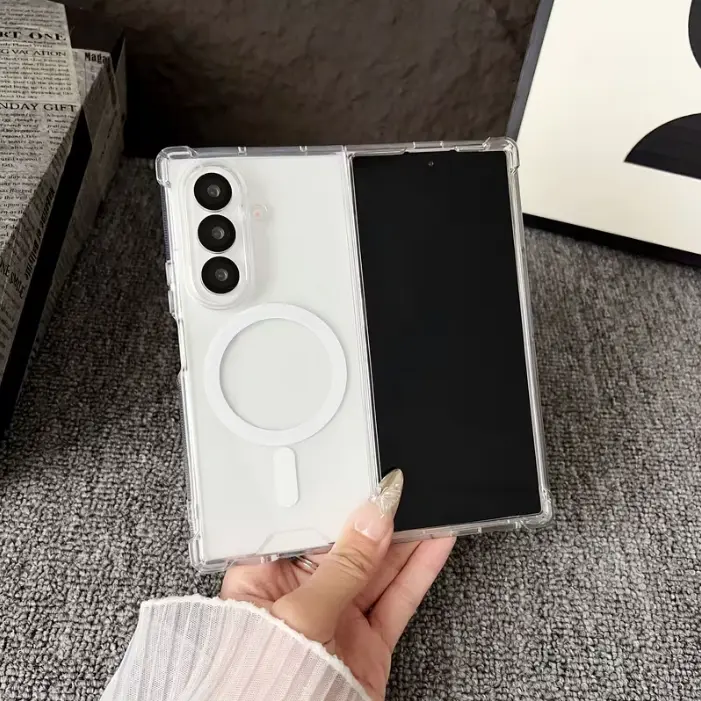 Samsung Galaxy Magsafe cover/case for Z Fold 7, Z Fold  6, Z Fold  5, Z Fold 4, Z Fold 3/ Z Flip 7, Z Flip 6, Z Flip 5, Z Flip 4, Z Flip 3 Clear Full Camera Protection Luxury Cover wireless charging