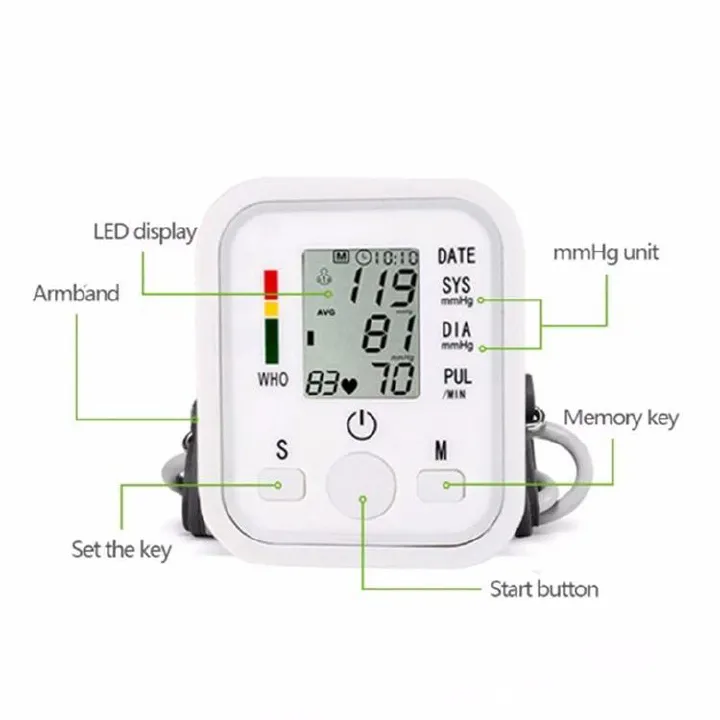 Digital Blood Pressure Monitor Machine Health Vascular Heartbeat Test