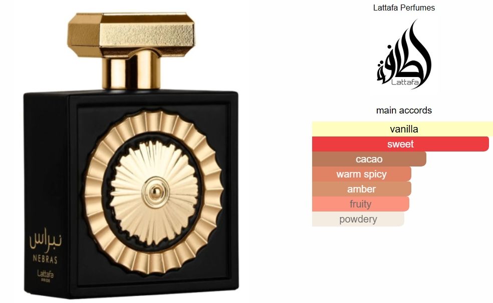 NEBRAS by Lattafa Pride a Blend of Berries Mandarin Vanilla Amber Musk Cacao Rose Deep Sensual Sweetness Slight Aromatic Touch Gets The Attention WAJOOD