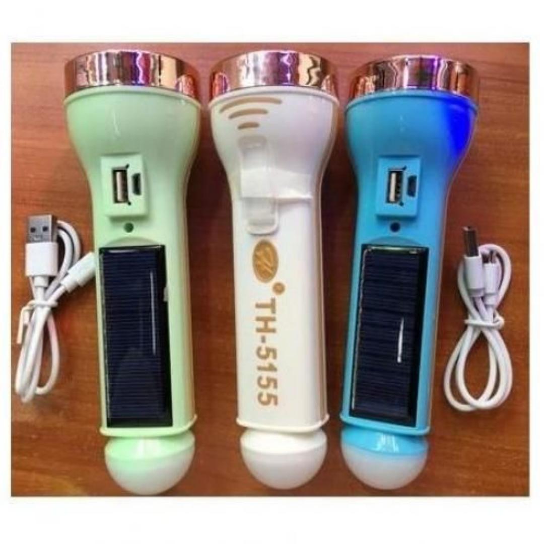 Rechargeable torch with micro USB cable solar charging flashlight with 2 mode of light