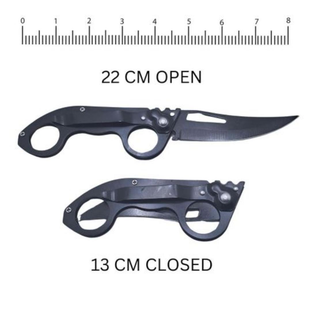 Foldable indoor and outdoor pocket knife which is stainless steel 22 centimeters long