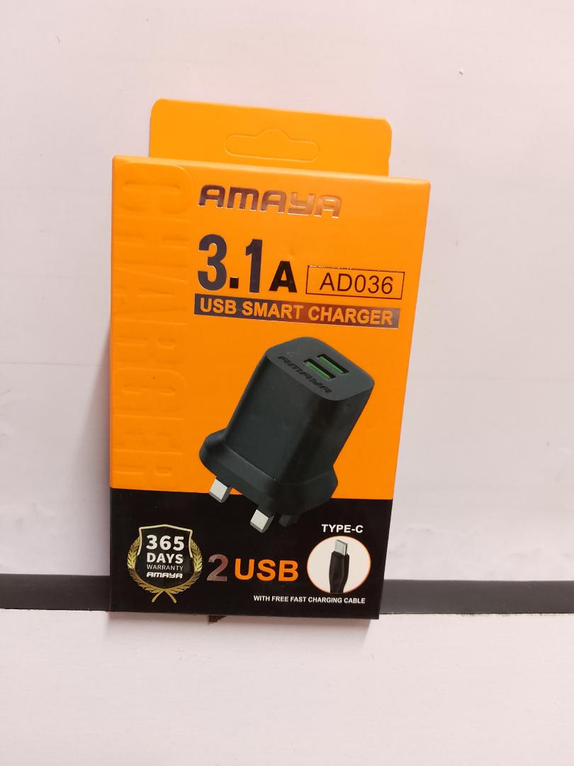Amaya type C fast charging charger 3.1Amps 2 USB ports